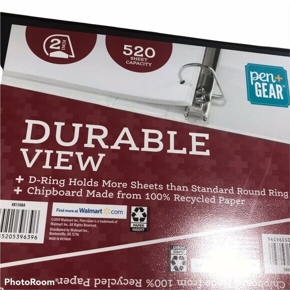 Pen And Gear Durable View Three Ring 2” Black Binder 520 Sheet Capacity New - Picture 2 of 5